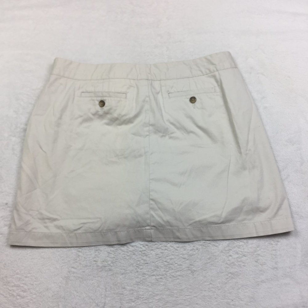 Land's End Chino Skort Skirt Size 14P Womans Petite Beige KHAKI Buttons Pockets - Picture 2 of 14